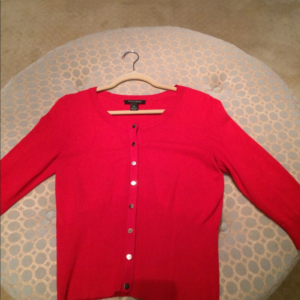 WHBM silver snap front, light weight sweater.